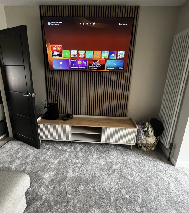 indoor media wall carpentry project in torquay